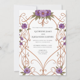 Elegante Vintage Hochzeit im Jugendstil Einladung