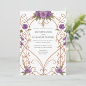 Elegante Vintage Hochzeit im Jugendstil Einladung (Stehend Vorderseite)