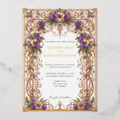 Elegante Vintage Hochzeit im Jugendstil Folieneinladung (Vorderseite)