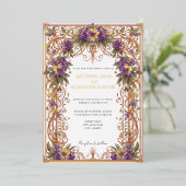 Elegante Vintage Hochzeit im Jugendstil Folieneinladung (Stehend vorne)