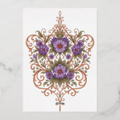 Elegante Vintage Hochzeit im Jugendstil Folieneinladung (Rückseite)