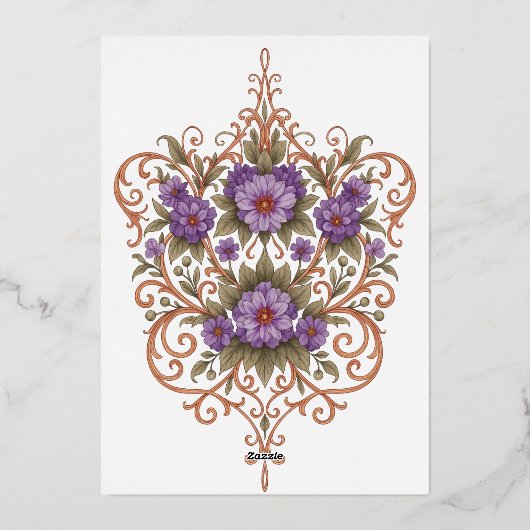 Elegante Vintage Hochzeit im Jugendstil Folieneinladung (Rückseite)