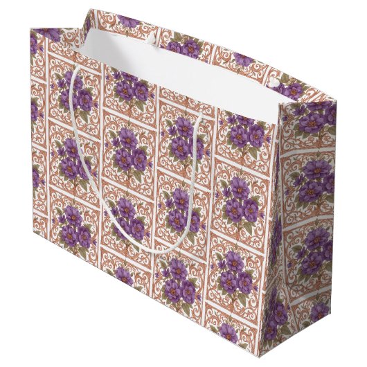 Elegante Vintage Hochzeit im Jugendstil Große Geschenktüte (Rückseite Schrägansicht)