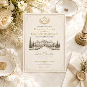 Elegante Vintage-Hochzeit im Stil des alten Geldes Einladung