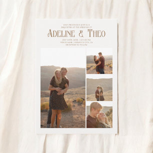 Elegante Vintage-Hochzeit in Beige auf Foto Einladung