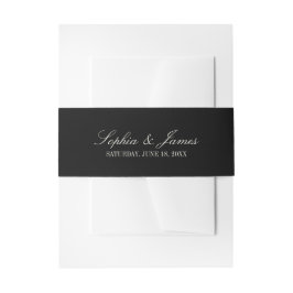 Elegante Vintage-Hochzeit in Schwarz und Elfenbein Einladungsbanderole