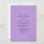 Elegante Vintage-Hochzeit mit geprägtem QR-Code Einladung (Vorderseite)