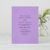 Elegante Vintage-Hochzeit mit geprägtem QR-Code Einladung (Stehend Vorderseite)