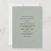 Elegante Vintage-Hochzeit mit geprägtem QR-Code Einladung (Vorderseite)
