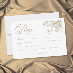 Elegante Vintage Hochzeit mit goldener Wappen-Gart RSVP Karte