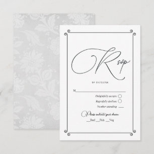 Elegante Vintage-Hochzeit mit Schrift und Spitze RSVP Karte
