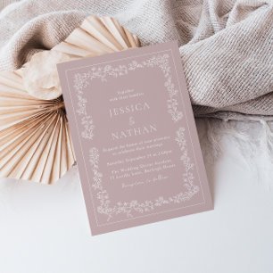 Elegante Vintage-Hochzeit mit staubrosa und weißen Einladung