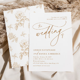 Elegante Vintage Hochzeit mit weißer und goldener  Einladung