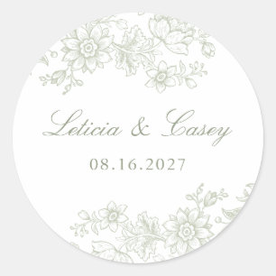 Elegante Vintage Hochzeit Runder Aufkleber