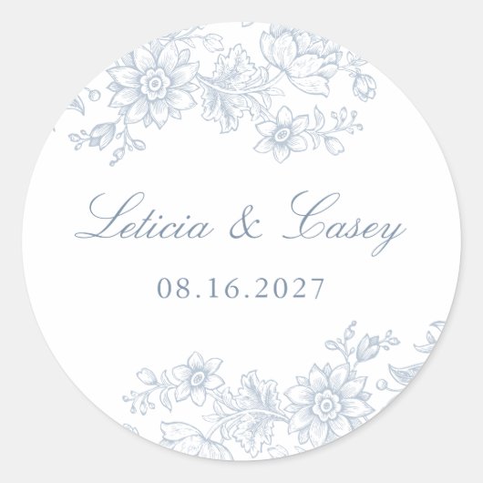 Elegante Vintage Hochzeit Runder Aufkleber (Vorderseite)