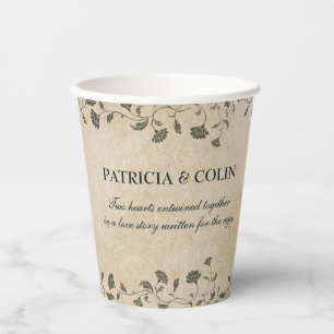 Elegante Vintage Hochzeit und Foto Pappbecher