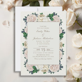 Elegante Vintage Hochzeit von Elfenbein Einladung