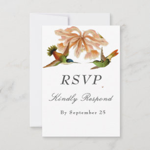 Elegante Vintage Hochzeit von Hummingbird RSVP Karte