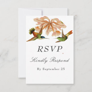 Elegante Vintage Hochzeit von Hummingbird RSVP Karte