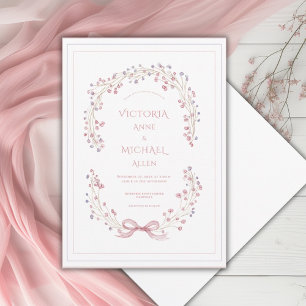 Elegante Vintage-Hochzeits-Einladung mit Blumenmot Einladung