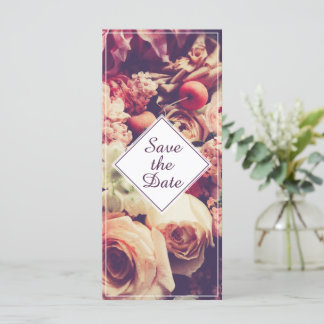 Elegante Vintage-Hochzeitsankündigung, Blumenmotiv