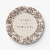 Elegante Vintage-Hochzeitseinladung Pappteller (Vorderseite)