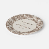Elegante Vintage-Hochzeitseinladung Pappteller (Schrägansicht)