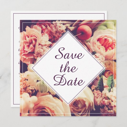 Elegante Vintage Hochzeitserklärung, Blume Motif (Vorne/Hinten)