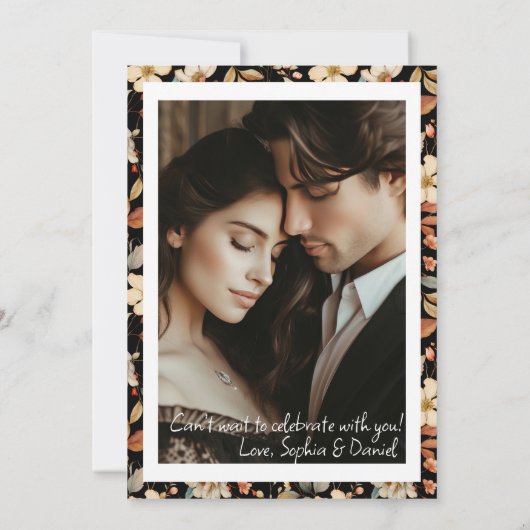 Elegante Vintage Hochzeitsfeier Einladung (Rückseite)