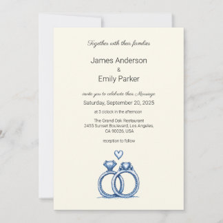 Elegante Vintage Hochzeitsfeier mit Blauer Flora Einladung