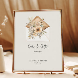 Elegante Vintage Hochzeitskarten und Geschenke Poster