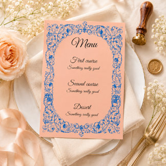 Elegante Vintage-Hochzeitsmenüvorlage | Anpassbar Menükarte