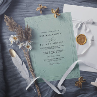 Elegante Vintage-Hochzeitsprägung Moderne Hochzeit Einladung