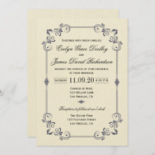 Elegante Vintage Hochzeitsreise Einladung