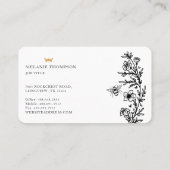 Elegante Vintage Honey Queen Bee Black & White Visitenkarte (Rückseite)