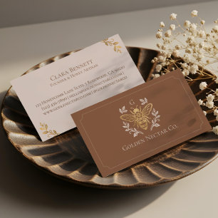 Elegante Vintage-Honigbiene-Blumen-Luxus-Monogramm Visitenkarte