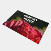 Elegante Vintage Hübsche Rote Rose Große Fußmatte (Schrägansicht)