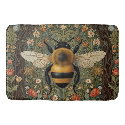 Elegante, Vintage Hummeln, botanische Blumenkunst Badematte (Vorderseite)