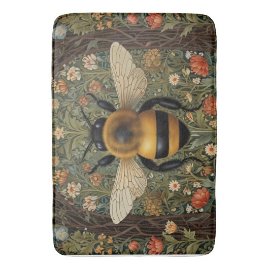 Elegante, Vintage Hummeln, botanische Blumenkunst Badematte (Vorderseite Vertikal)