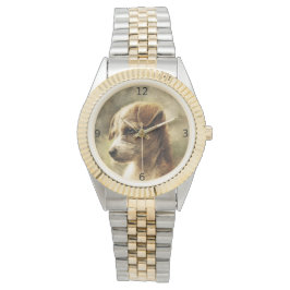 Elegante Vintage HundeFotouhr Armbanduhr