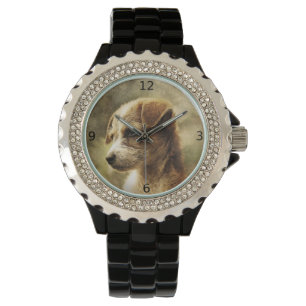 Elegante Vintage HundeFotouhr Armbanduhr