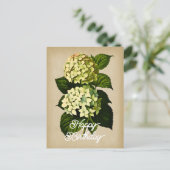 Elegante Vintage Hydrangea Blume Happy Birthday Postkarte (Stehend Vorderseite)
