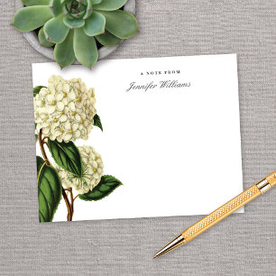 Elegante Vintage Hydrangea Blüte mit Namen Mitteilungskarte