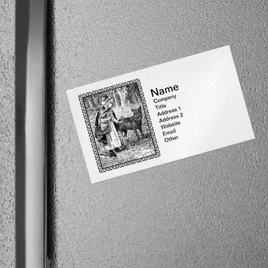 Elegante Vintage Illustration mit Wolf Magnetische Visitenkarte