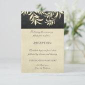Elegante Vintage Imitate Gold Blätter Hochzeitsemp Einladung (Stehend Vorderseite)