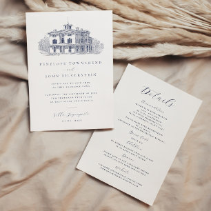 Elegante Vintage italienische Villa doppelseitige Einladung