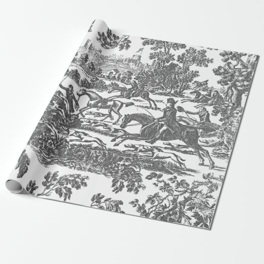 Elegante Vintage-Jagdpferde und Hunde Geschenkpapier (Ungerollt)