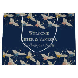 Elegante Vintage japanische Krane Hochzeit Willkom Große Geschenktüte