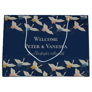 Elegante Vintage japanische Krane Hochzeit Willkom Große Geschenktüte