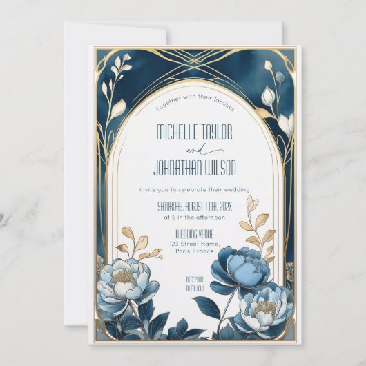 Elegante Vintage Jugendstil Einladung (Vorderseite)